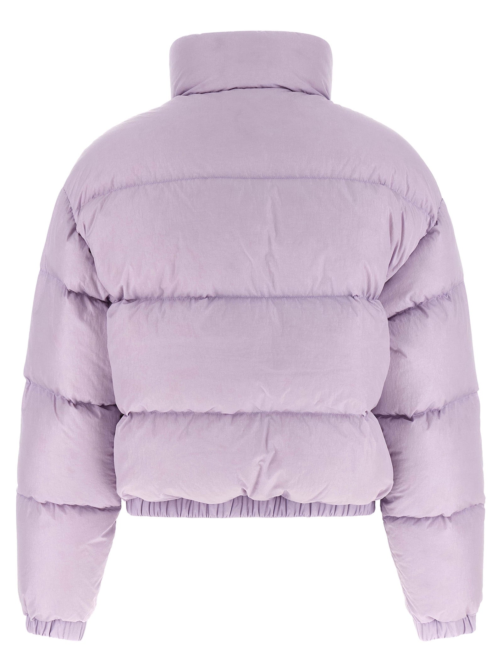 Overcoat by IENKI IENKI for women in nylon & goose-down purple presents a luxurious silhouette, showcasing a luxurious and sophisticated insulated for a premium, luxurious look.
