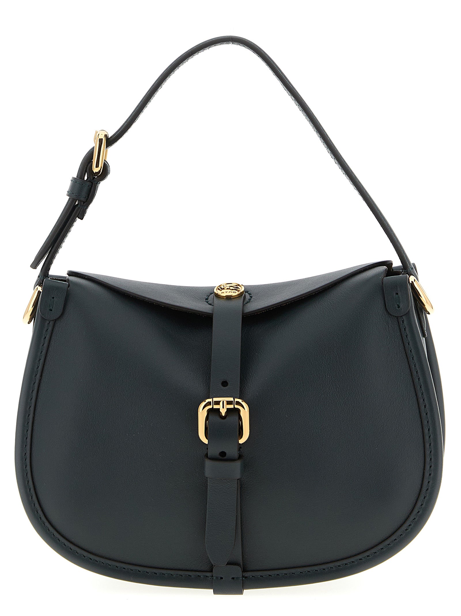 Small 2-in-1 Shoulder & Crossbody Handbag by Etro for women in bos taurus nappa & suede calf leather bicolour & green features a multifaceted silhouette, showcasing a secure magnetic & buckle and multifaceted with versatile crossbody-strap, shoulder-strap & adjustable-strap for multifaceted style.