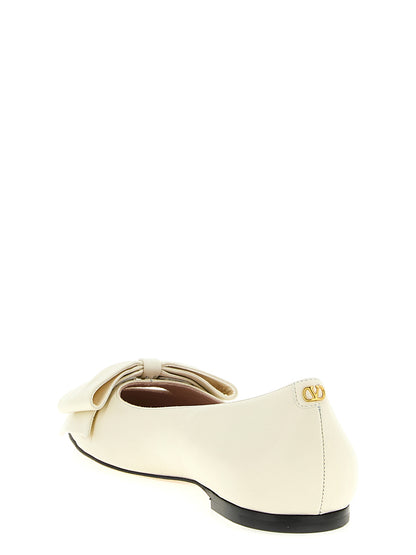Ballet Flat Shoes by Valentino Garavani for women in leather white & signature presents a impeccable silhouette as V Logo Women's Leather Ballet Flat Shoes, artfully designed with a and a impeccable square toe style for a refined, upscale finish.