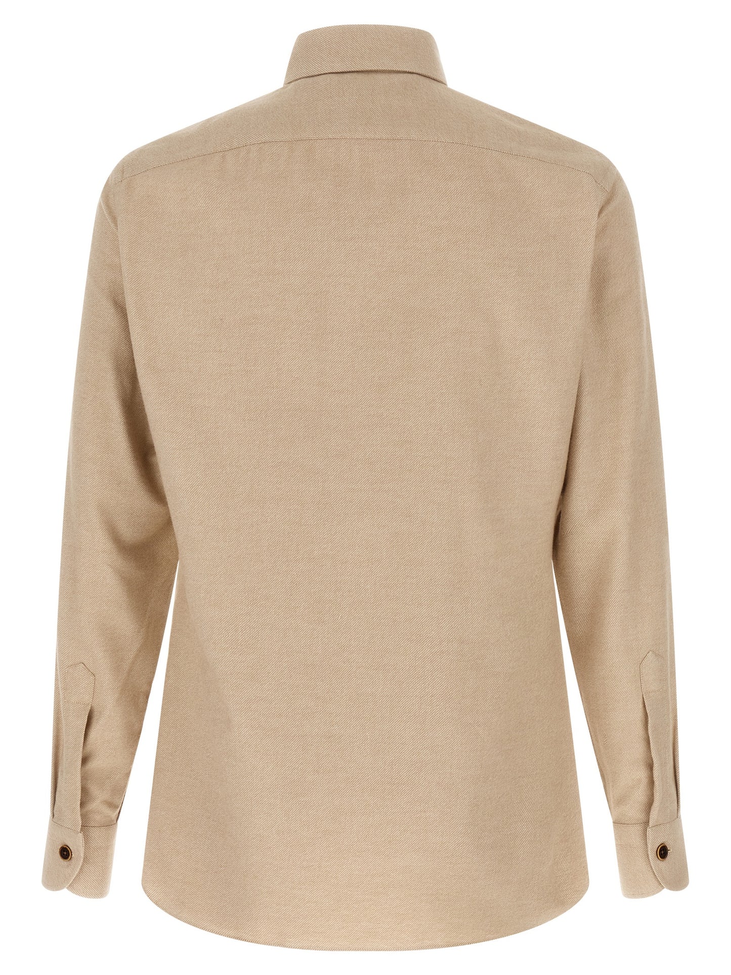 Shirt by BORRIELLO for men in cotton flannel beige features an polished silhouette, showcasing a sophisticated and detail for a truly polished finish.