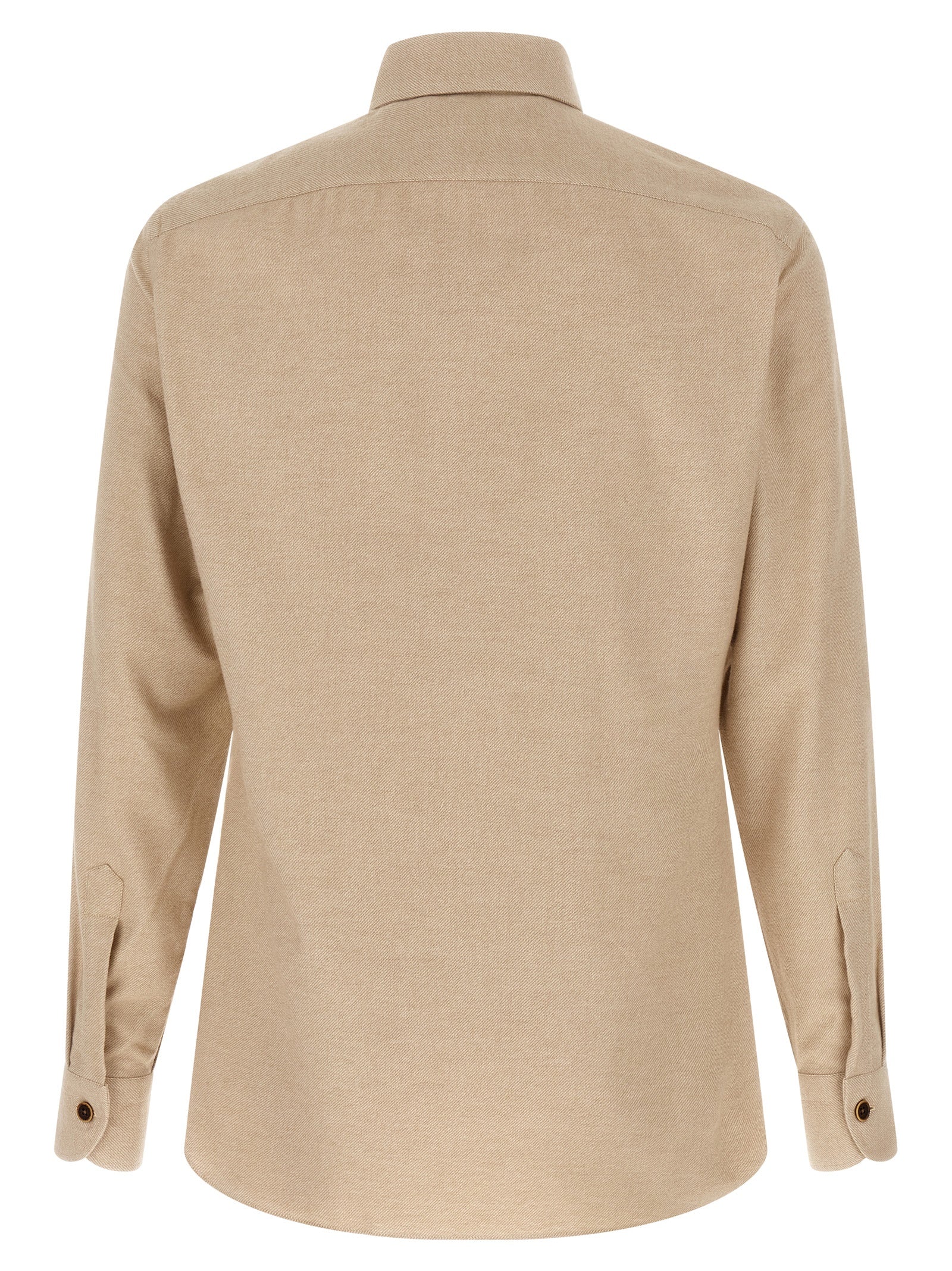 Shirt by BORRIELLO for men in cotton flannel beige features an polished silhouette, showcasing a sophisticated and detail for a truly polished finish.