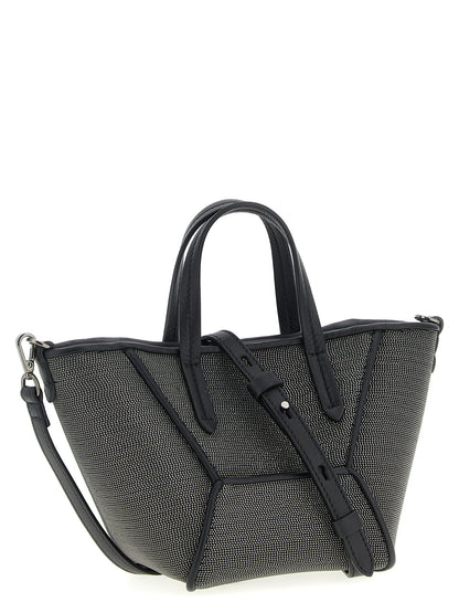 Mini Crossbody Handbag by Brunello Cucinelli for women in lambskin leather black & signature presents a ornamental silhouette, showcasing a secure magnetic, ample , and versatile crossbody-strap, shoulder-strap, adjustable-strap & handle for a ornamental finish.
