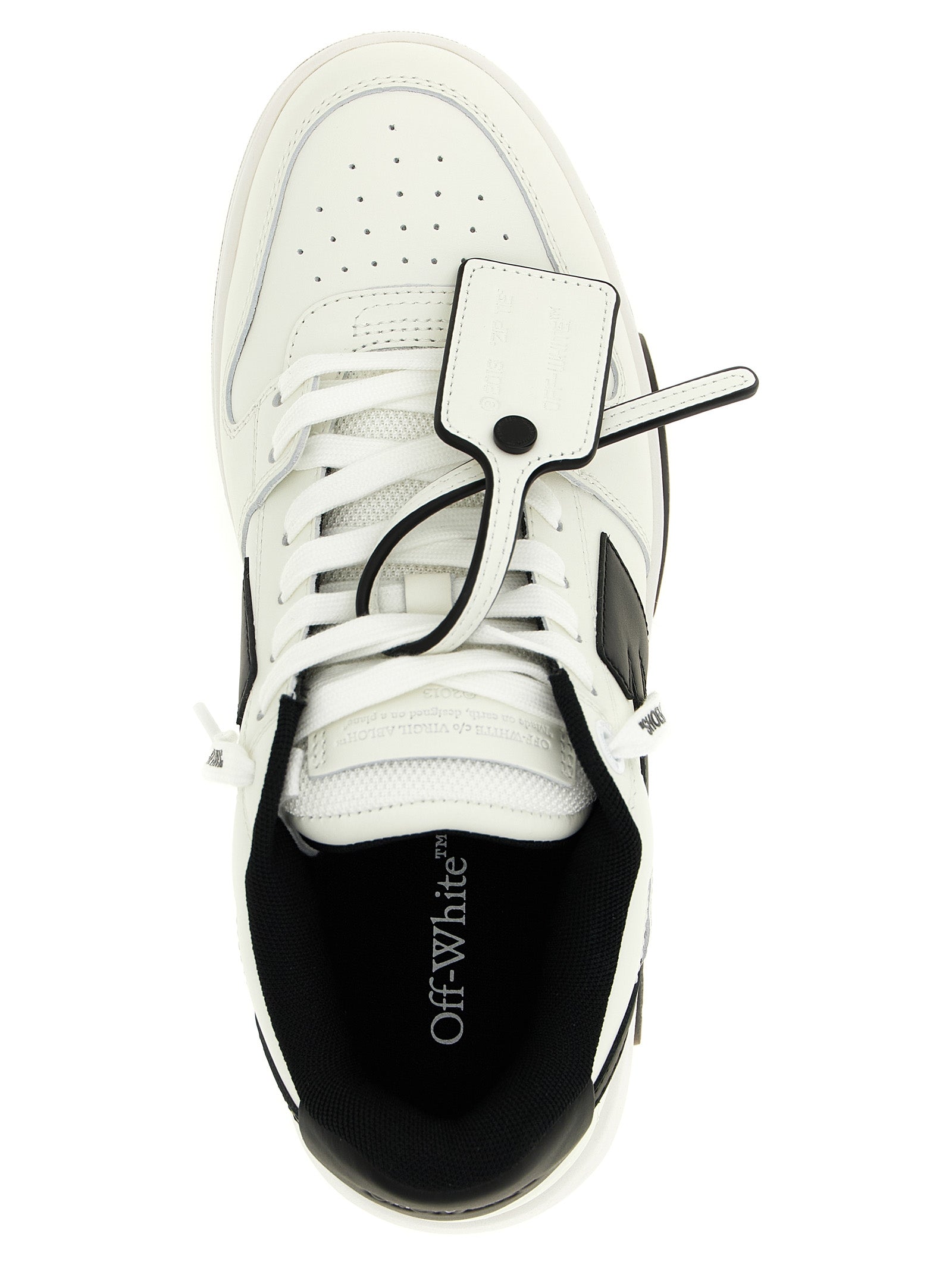 Sneakers by Off-White for men in polyester rubber leather bicolour, black, white & signature features an fashionable silhouette, showcasing the premium Men's Fashion Polyester Rubber Leather Sneakers in a fashionable fashion style that offers a fashionable finish for refined style.