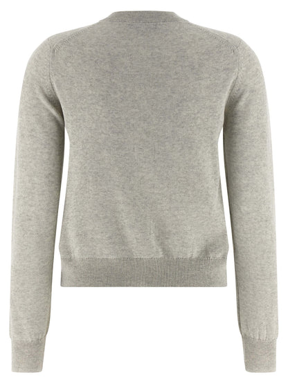 Maison Kitsuné Women's Crew Neck Virgin Wool Cardigan - Gray
