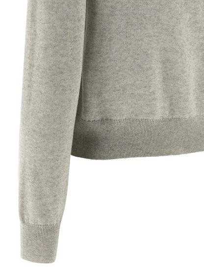Maison Kitsuné Women's Crew Neck Virgin Wool Cardigan - Gray