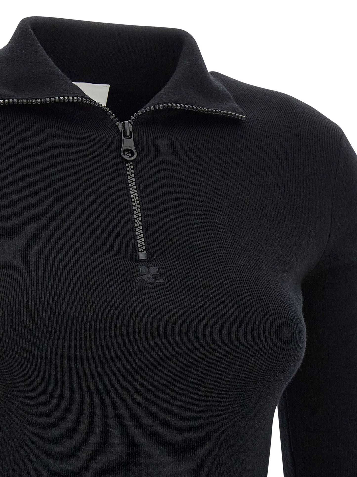 Dress by Courrèges for women in merino wool black features an cute silhouette, detailed with a and that elegantly flows into a cute short mini.