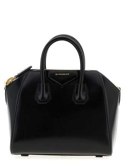Mini Evening Handbag by Givenchy for women in calfskin leather black & silver features a signature silhouette, showcasing a secure and signature with versatile shoulder-strap, handle & detachable-strap for a sophisticated look.