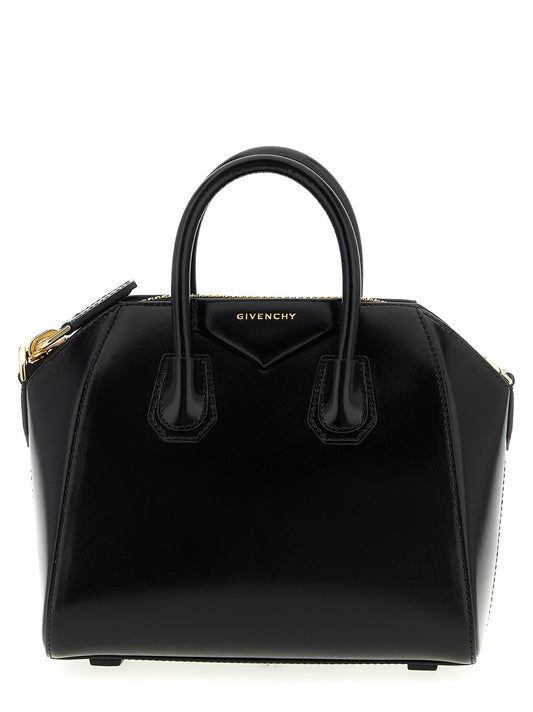 Mini Evening Handbag by Givenchy for women in calfskin leather black & silver features a signature silhouette, showcasing a secure and signature with versatile shoulder-strap, handle & detachable-strap for a sophisticated look.