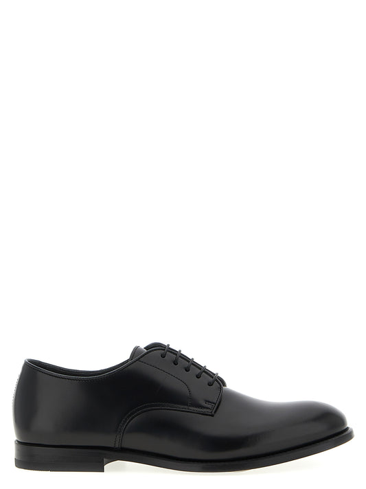 Doucal's Men's Calfskin Leather Derby Lace-Up Shoes - Black