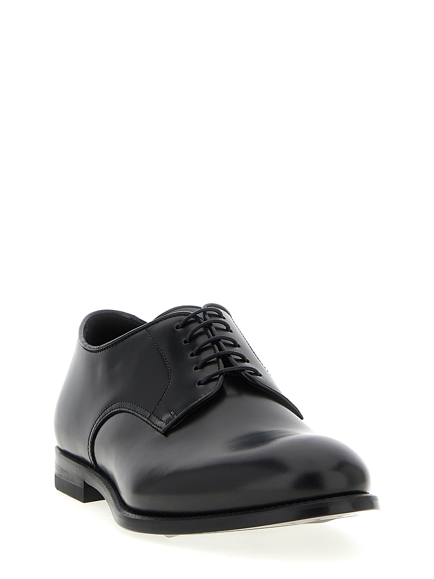 Doucal's Men's Calfskin Leather Derby Lace-Up Shoes - Black