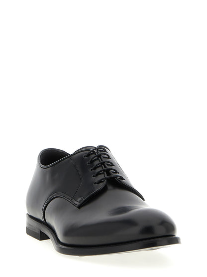 Doucal's Men's Calfskin Leather Derby Lace-Up Shoes - Black