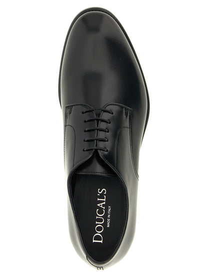 Doucal's Men's Calfskin Leather Derby Lace-Up Shoes - Black