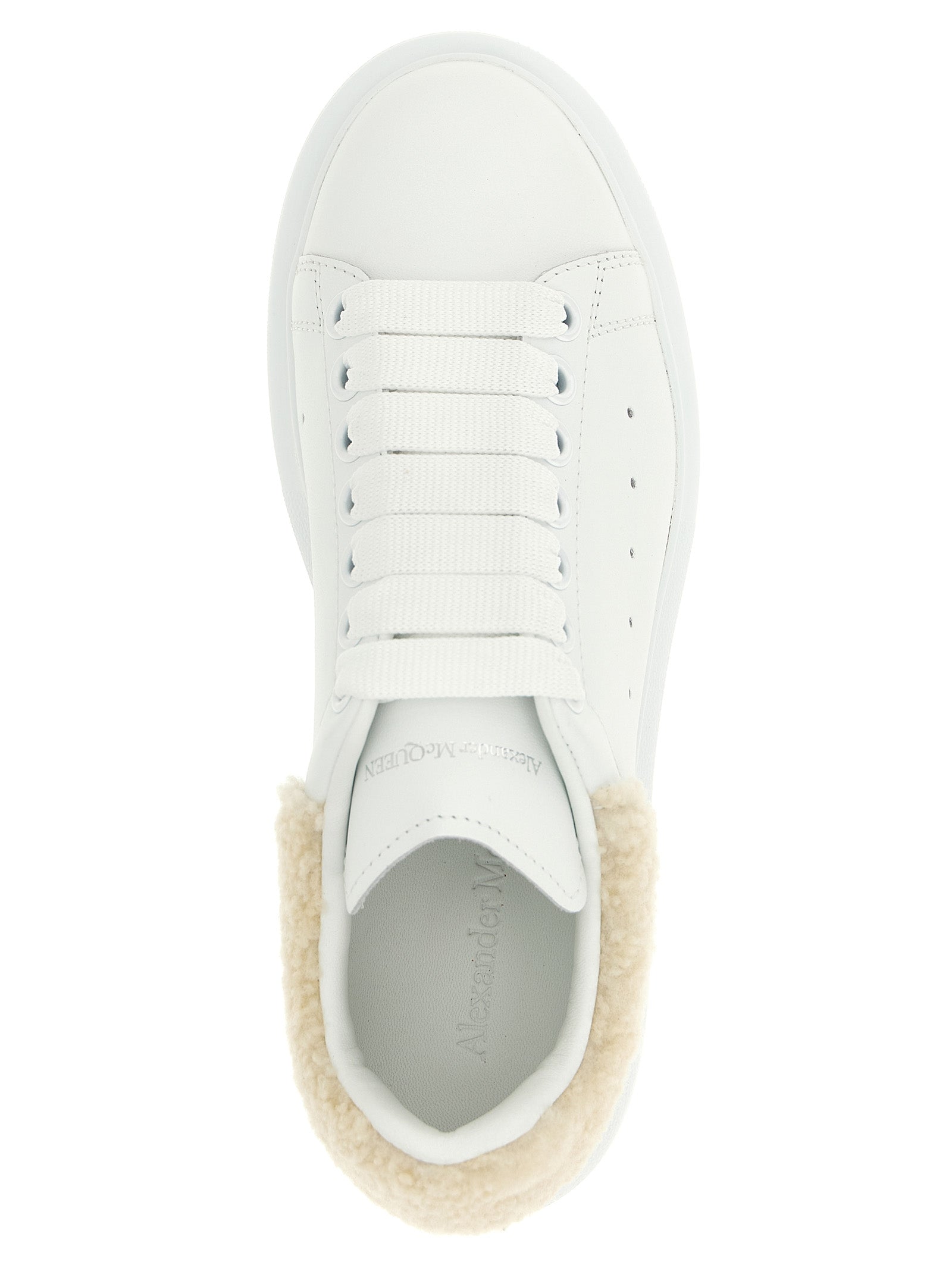 Sneakers by Alexander McQueen for women in calfskin leather beige features an fashionable silhouette, showcasing the premium Women's Chunky Calfskin Leather Sneakers in a fashionable chunky style that offers a fashionable finish for refined style.