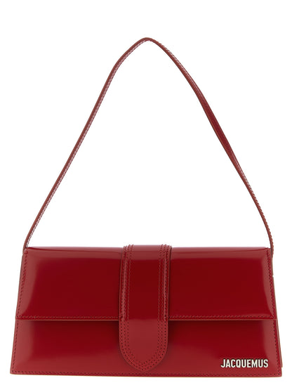 Shoulder Flap Bag by Jacquemus for women in calfskin leather multicolor, natural & red presents a statuesque silhouette, showcasing a secure flap & magnetic and statuesque with versatile shoulder-strap, adjustable-strap & handle for a sophisticated look.