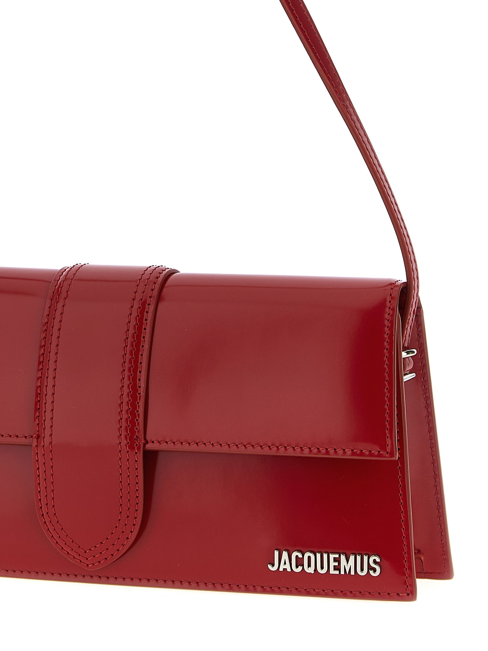 Shoulder Flap Bag by Jacquemus for women in calfskin leather multicolor, natural & red features a effortless chic silhouette with a secure flap & magnetic, ample , and versatile shoulder-strap, adjustable-strap & handle for a effortless chic finish.