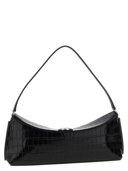 Shoulder Flap Bag by Jacquemus for women in croc skin bos taurus suede calf leather black & print presents a versatile silhouette, showcasing a secure flap, magnetic & button and versatile with versatile shoulder-strap & handle for a sophisticated look.