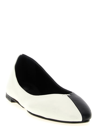 Ballet Flat Shoes by Jacquemus for women in lamb leather bicolour, black & white showcases a resplendent Women's Lamb Leather Ballet Flat Shoes aesthetic with a and .