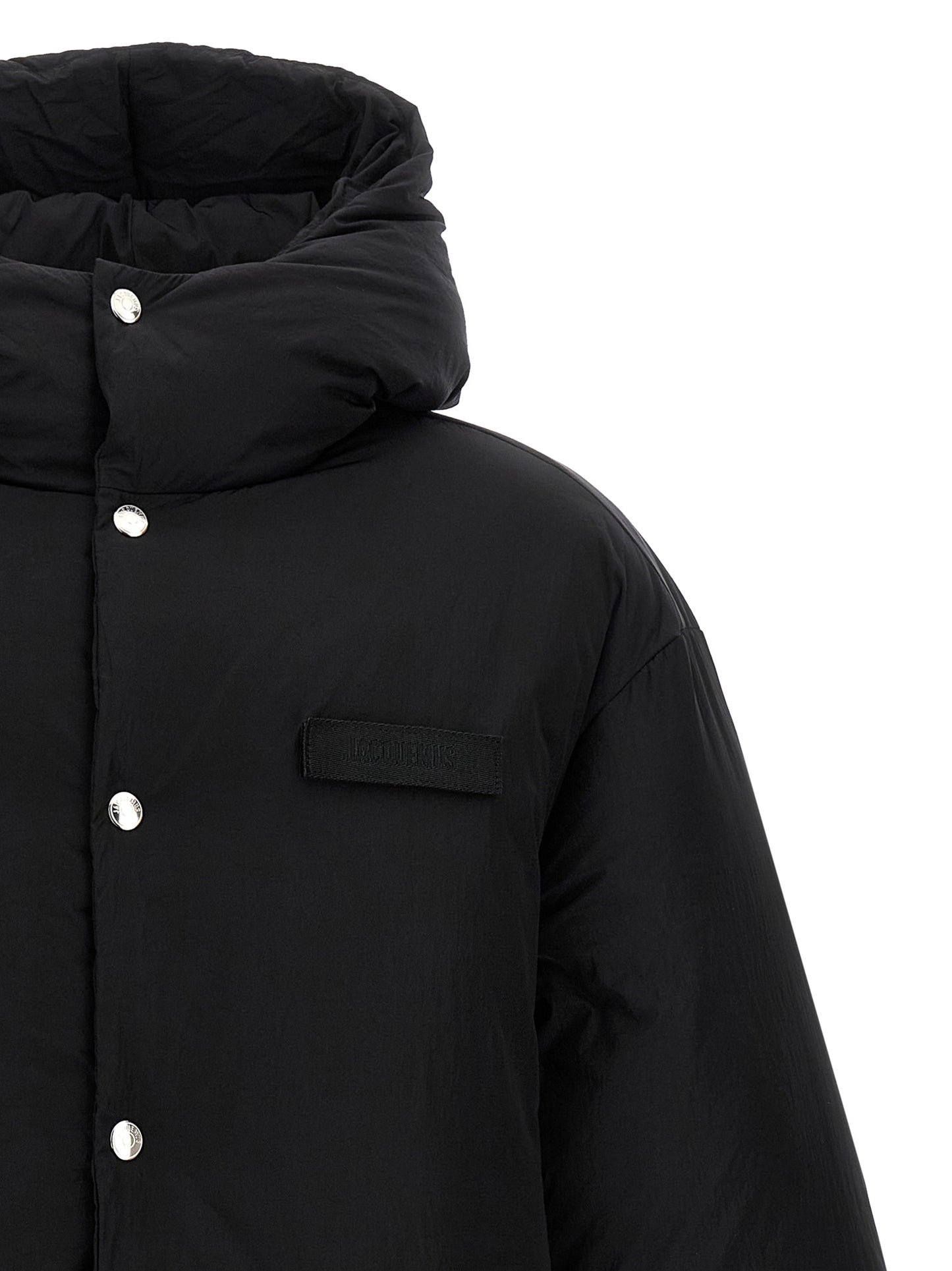 Jacquemus Men's Down Padded Polyamide Hooded Puffer Jacket - Black