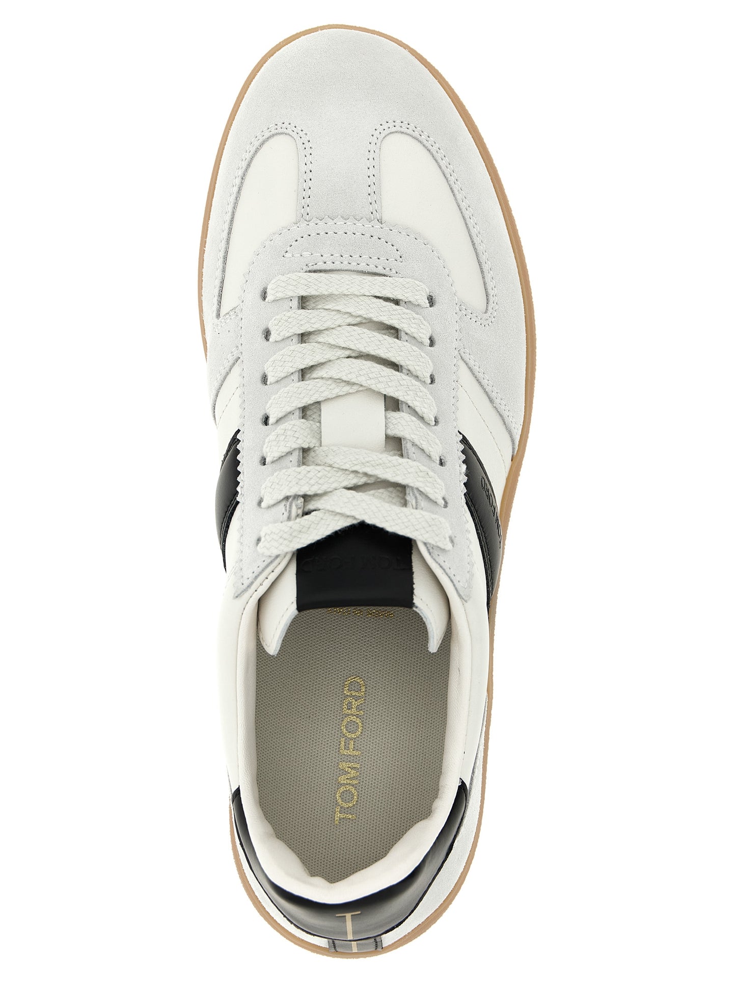 Sneakers by Tom Ford for men in suede calfskin leather bicolour, black & white features an versatile design from the Men's Fashion Suede Calfskin Leather Sneakers collection, highlighting a versatile fashion style for a premium, high-fashion look.