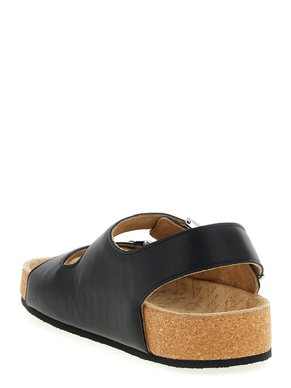 Flat Sandals by Balenciaga for men in cork & calfskin leather black features an statuesque Men's Cork & Calfskin Leather Flat Sandals silhouette with a refined flat and elegant .