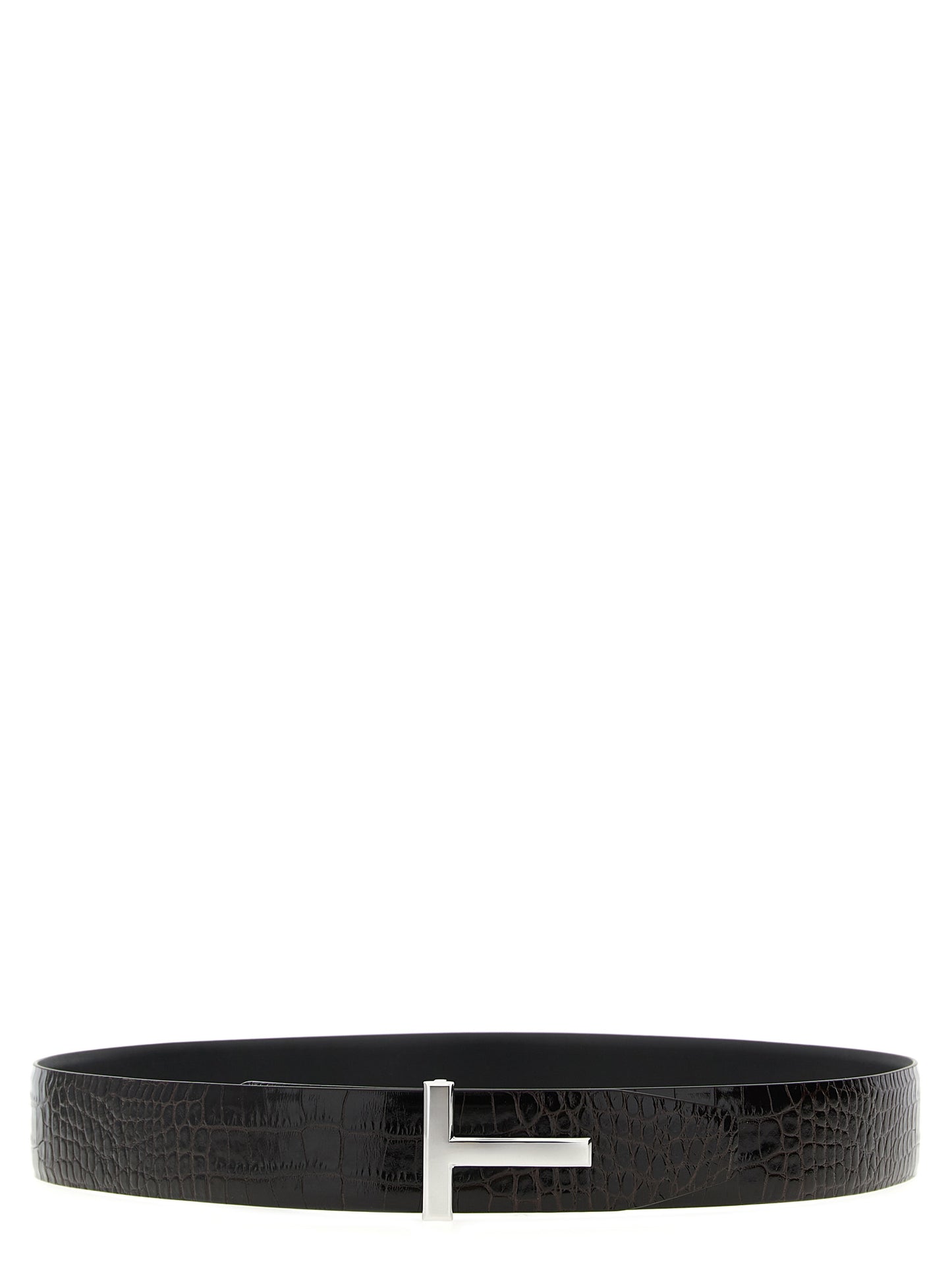 Belt by Tom Ford for men in croc skin bos taurus calfskin leather brown & print features a artisanal-chic design, artfully capturing the essence of the Croc Skin Bos Taurus Calfskin Leather Belt with a artisanal-chic finish.