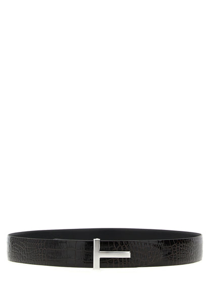 Belt by Tom Ford for men in croc skin bos taurus calfskin leather brown & print features a artisanal-chic design, artfully capturing the essence of the Croc Skin Bos Taurus Calfskin Leather Belt with a artisanal-chic finish.
