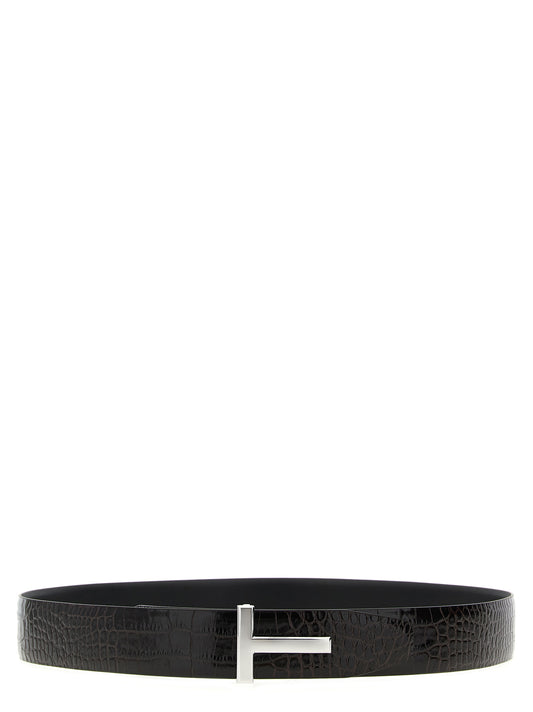 Belt by Tom Ford for men in croc skin bos taurus calfskin leather brown & print features a artisanal-chic design, artfully capturing the essence of the Croc Skin Bos Taurus Calfskin Leather Belt with a artisanal-chic finish.