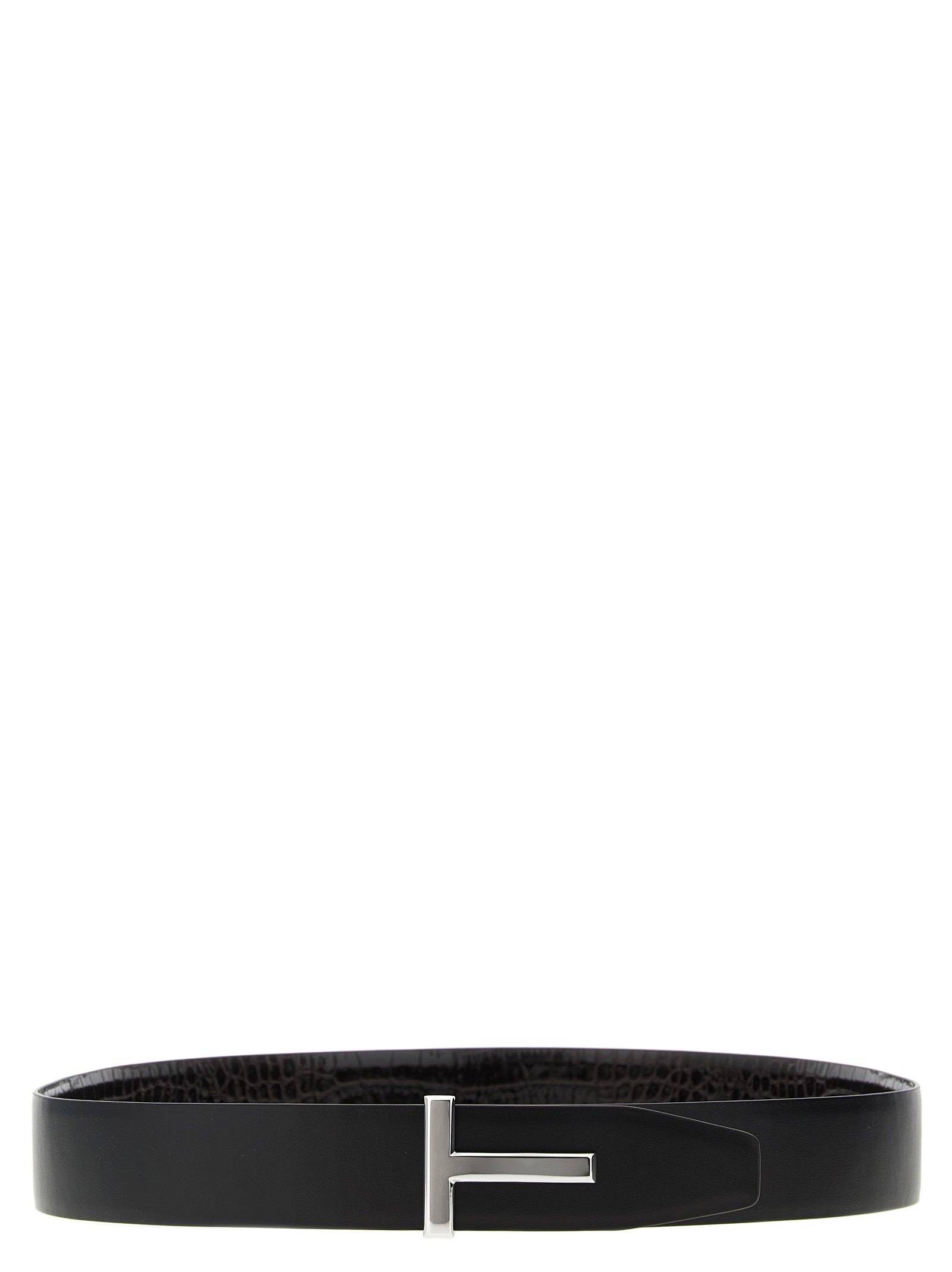 Belt by Tom Ford for men in croc skin bos taurus calfskin leather brown & print presents a artisanal silhouette from the Croc Skin Bos Taurus Calfskin Leather Belt collection, showcasing an artisanal design and refined craftsmanship for a artisanal look.