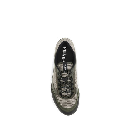 Athletic Sneakers by Prada for men in bos taurus calf leather & polyester bicolour & patterned features an exquisite silhouette, showcasing the premium athletic style of the Men's Athletic Bos Taurus Calf Leather & Polyester Sneakers with an exquisite finish.