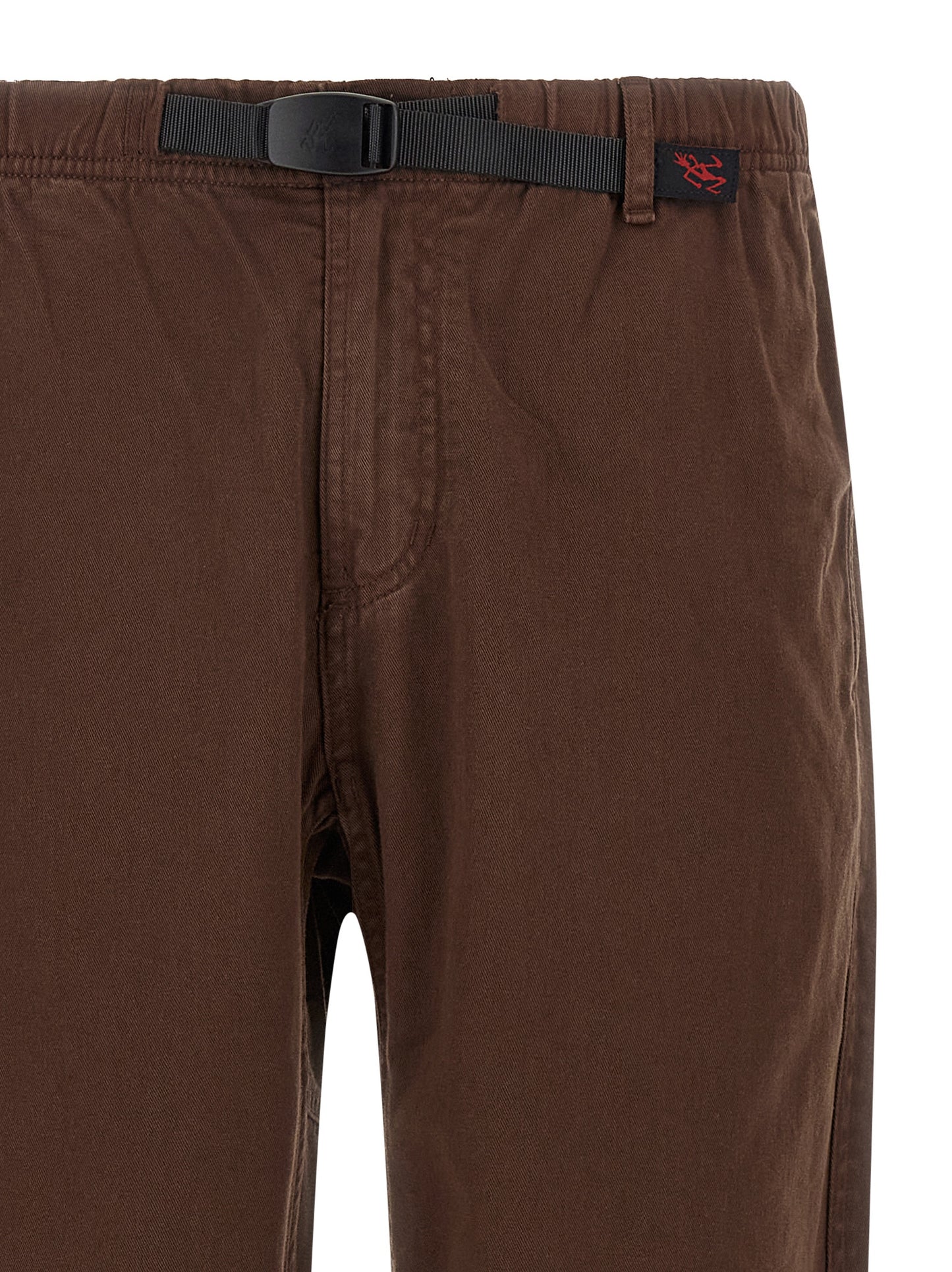 Trousers by Gramicci for men in organic cotton twill brown features an sartorial silhouette, showcasing a precise wide and long with a sartorial for a refined look.