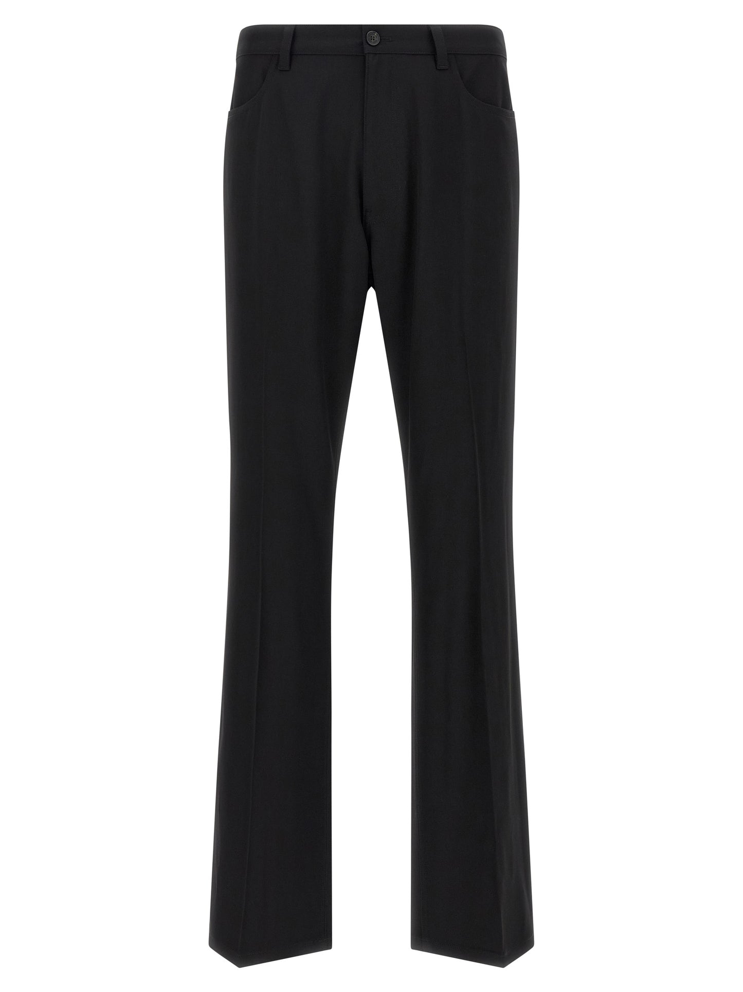 Trousers by Balenciaga for men in wool twill black features a artisanal silhouette, showcasing a sophisticated with a long and for a artisanal finish.