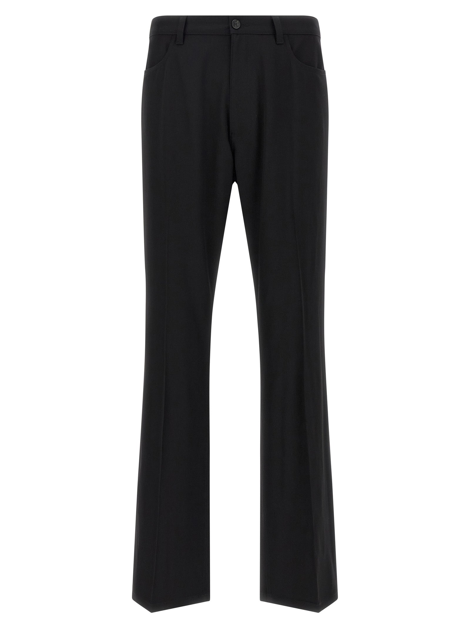 Trousers by Balenciaga for men in wool twill black features a artisanal silhouette, showcasing a sophisticated with a long and for a artisanal finish.