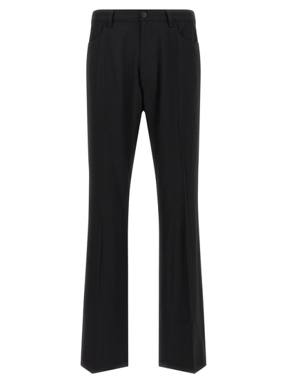 Trousers by Balenciaga for men in wool twill black features a artisanal silhouette, showcasing a sophisticated with a long and for a artisanal finish.