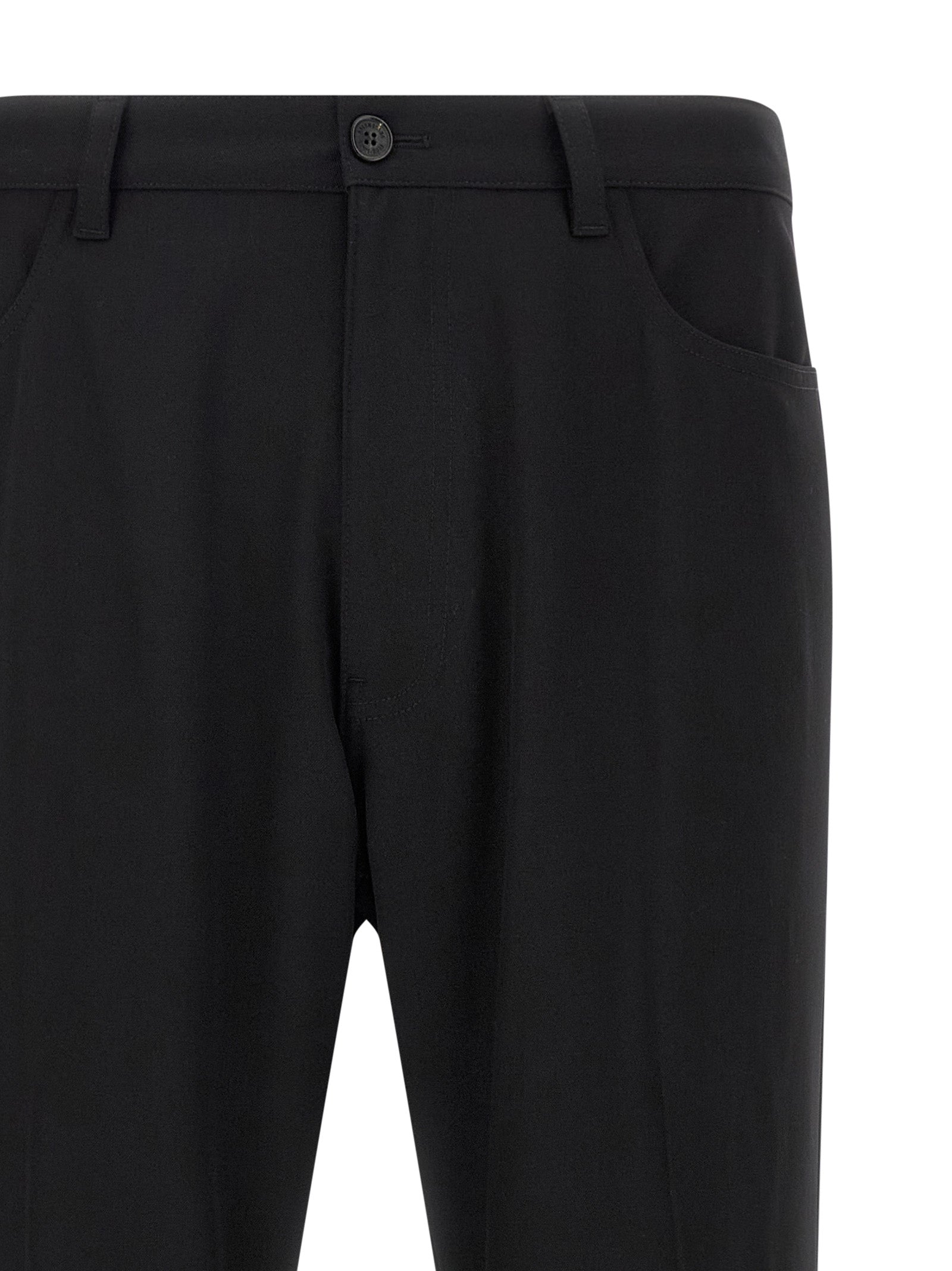 Trousers by Balenciaga for men in wool twill black presents a smart silhouette, meticulously detailed with a smart , a smart long, and a smart .