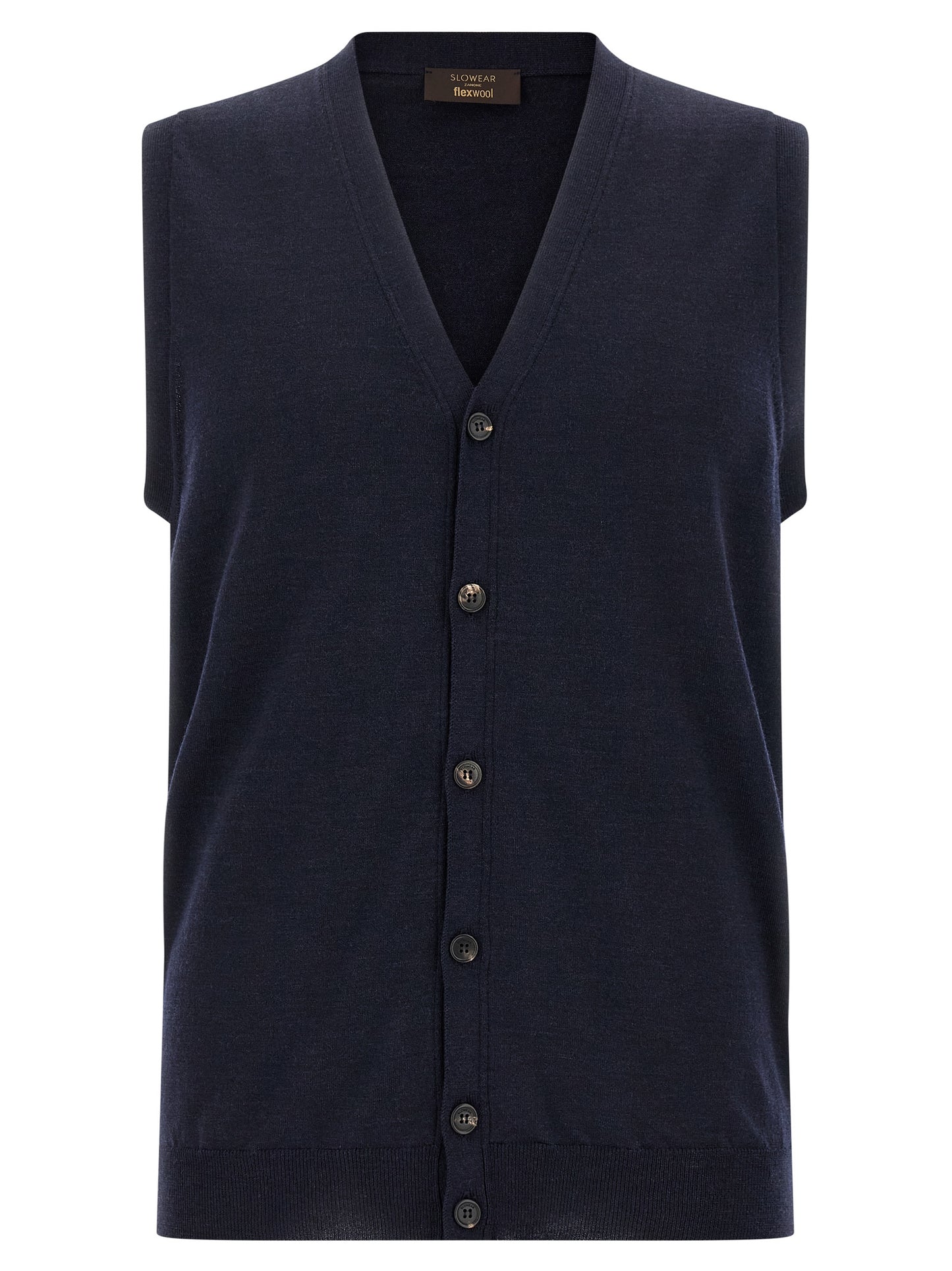 Cardigan by ZANONE for men in polyamide & virgin wool blue features an impeccable silhouette, showcasing a sophisticated v-neck neckline and sleeveless detail for a truly impeccable finish.