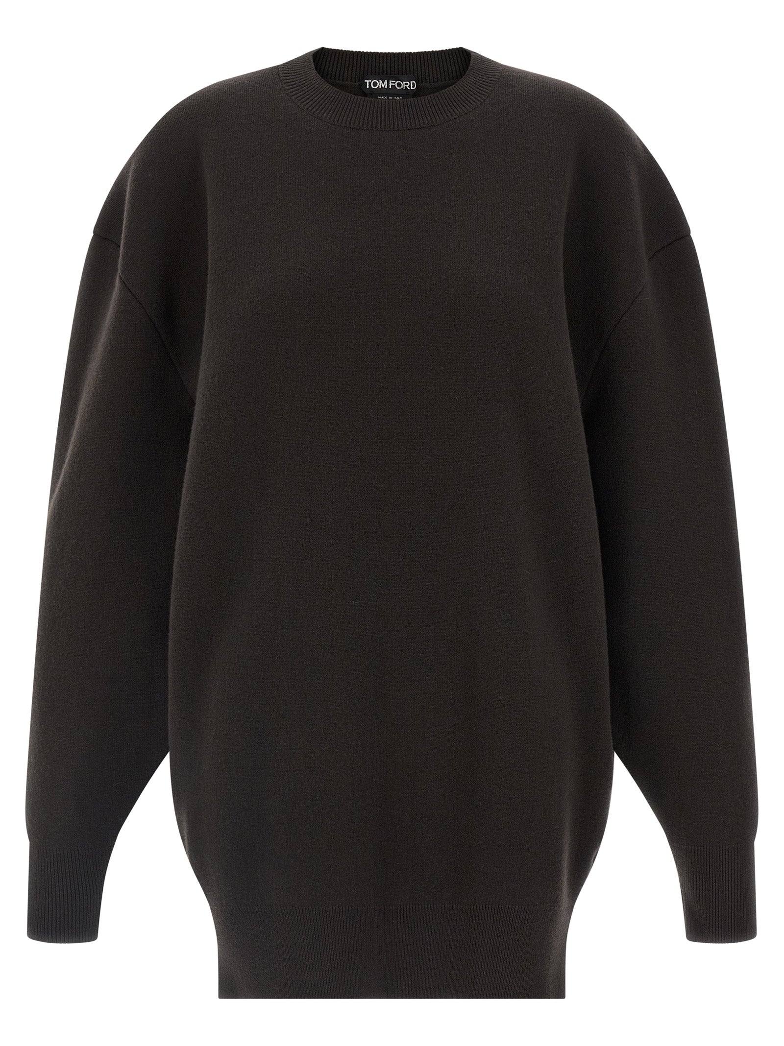 Dress by Tom Ford for women in polyamide & virgin cashmere wool brown showcases a striking silhouette, elegantly detailed with a , refined crew neckline, and a striking short for a striking finish.