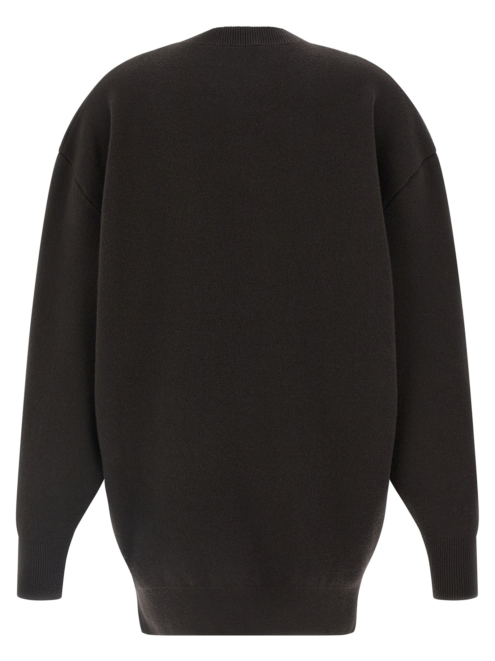Dress by Tom Ford for women in polyamide & virgin cashmere wool brown presents a sinuous silhouette, showcasing a sophisticated crew neckline and detailed with a sinuous short for a refined finish.