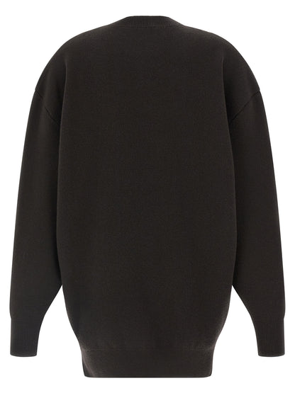 Dress by Tom Ford for women in polyamide & virgin cashmere wool brown presents a sinuous silhouette, showcasing a sophisticated crew neckline and detailed with a sinuous short for a refined finish.