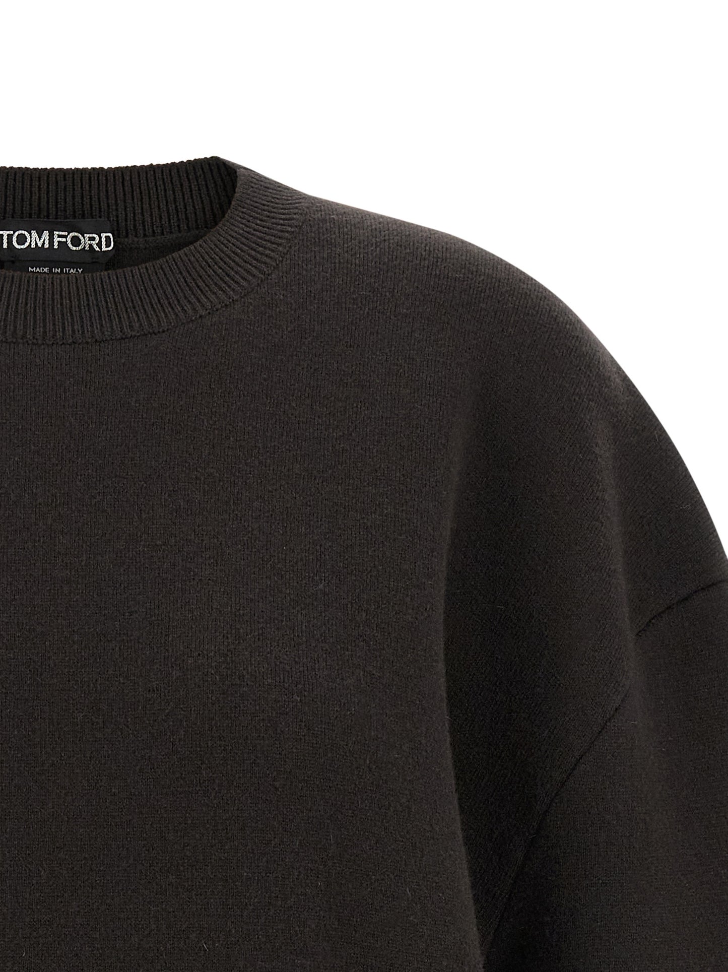 Dress by Tom Ford for women in polyamide & virgin cashmere wool brown features an cute silhouette, detailed with a and crew neckline that elegantly flows into a cute short.