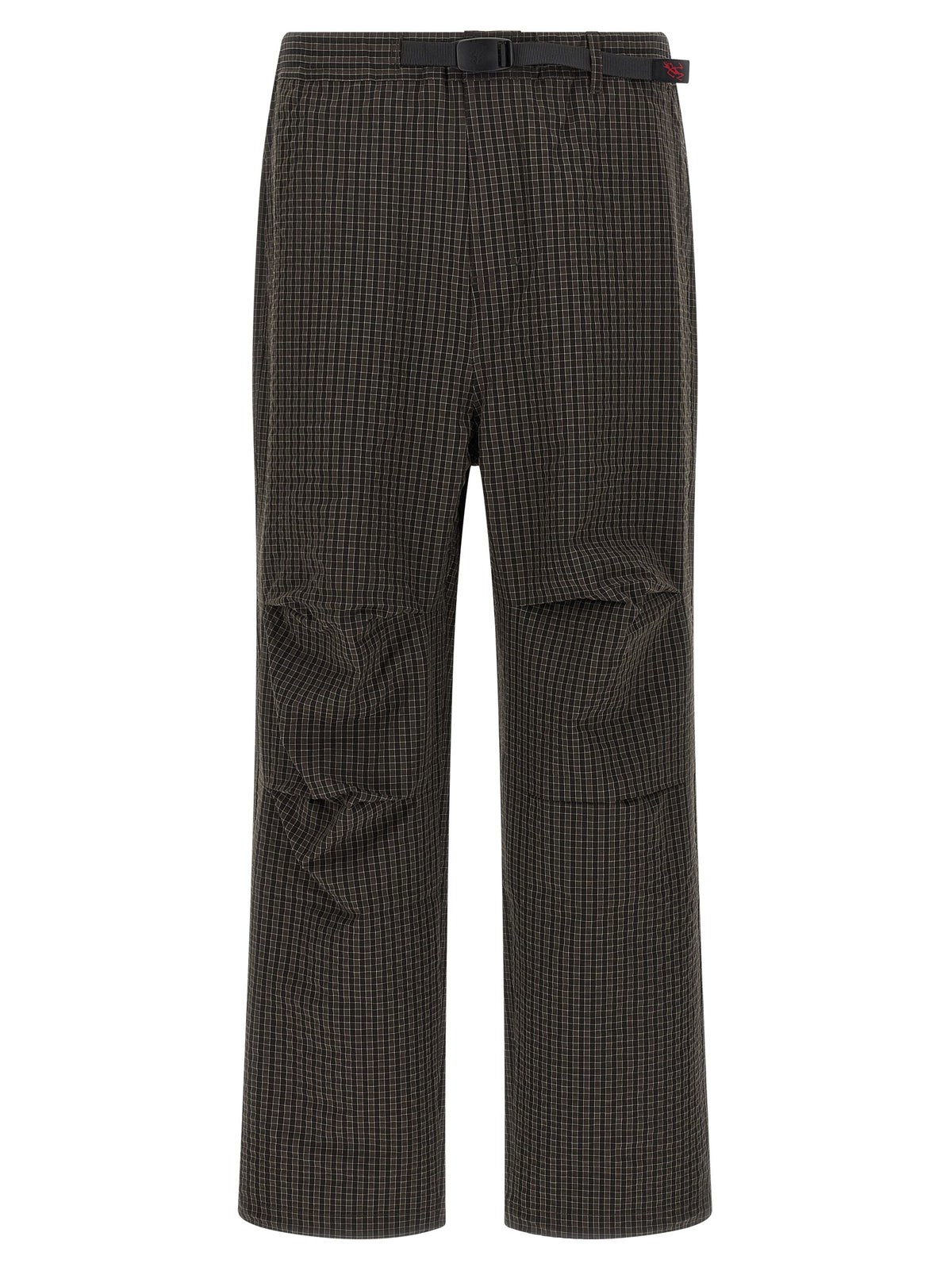 Gramicci Men's Wide Polyester & Rayon Casual Pants - Brown Patterned Checked Plaid