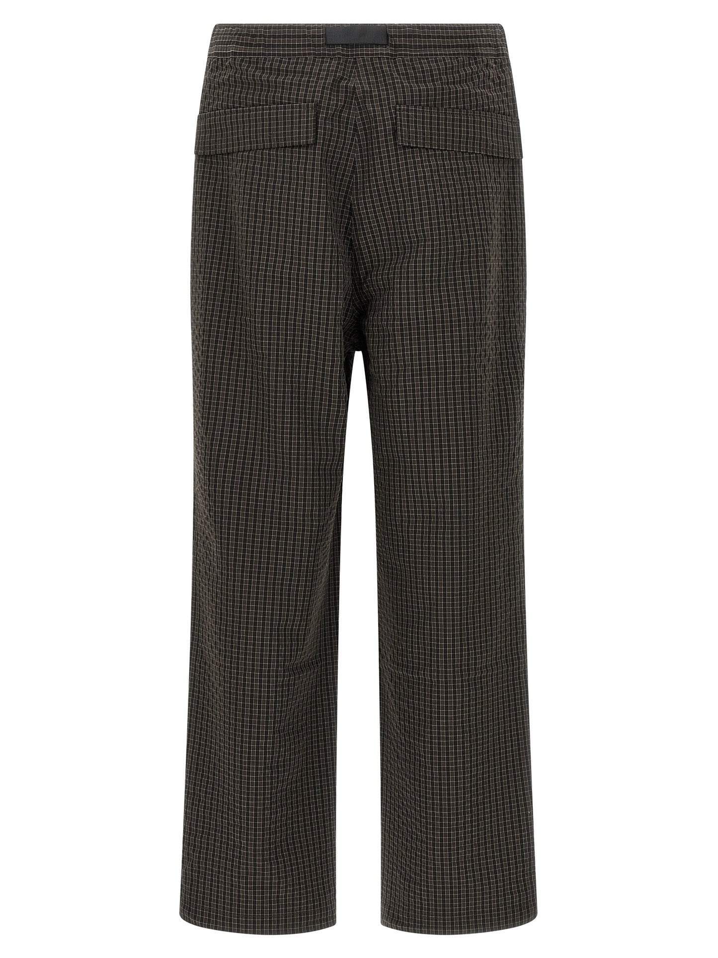 Gramicci Men's Wide Polyester & Rayon Casual Pants - Brown Patterned Checked Plaid