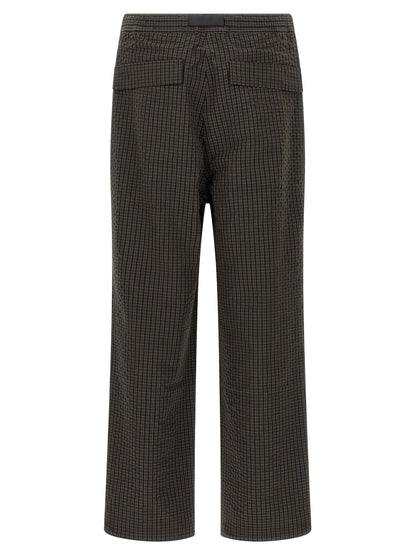 Gramicci Men's Wide Polyester & Rayon Casual Pants - Brown Patterned Checked Plaid