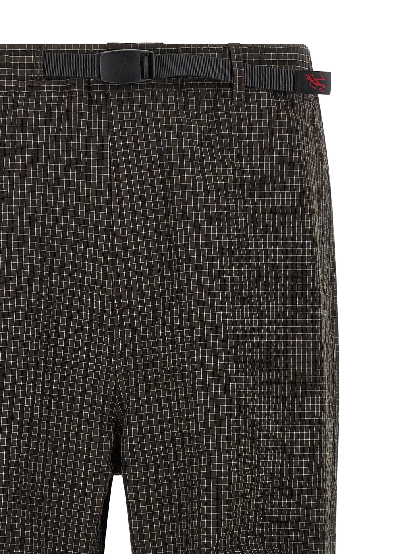 Gramicci Men's Wide Polyester & Rayon Casual Pants - Brown Patterned Checked Plaid