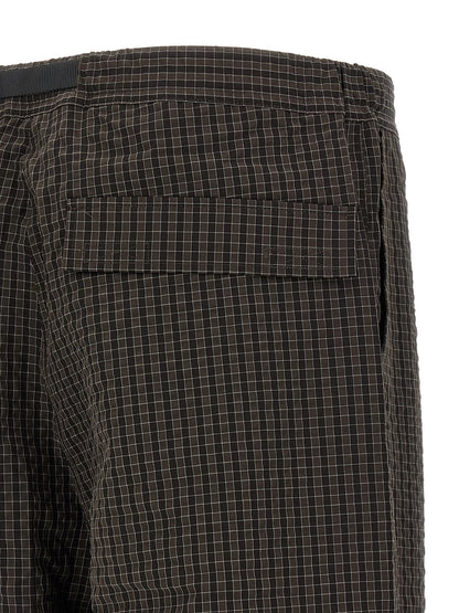 Gramicci Men's Wide Polyester & Rayon Casual Pants - Brown Patterned Checked Plaid