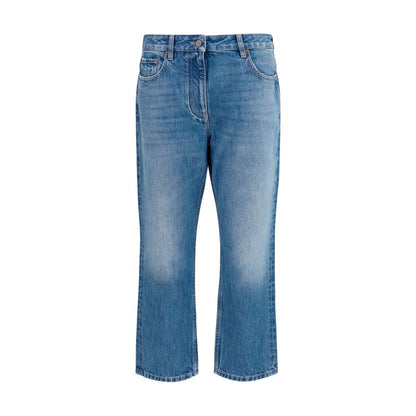 Jeans by Valentino Garavani for women in denim cotton blue & signature features a refined silhouette with a refined straight-leg & regular-fit, defined by a and a refined long for a refined finish.