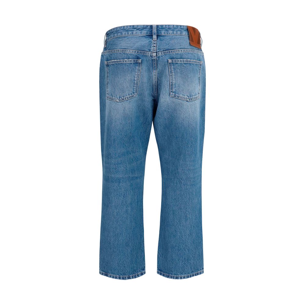 Jeans by Valentino Garavani for women in denim cotton blue & signature presents a tailored silhouette, showcasing a tailored straight-leg & regular-fit and long cut with a refined for a truly tailored aesthetic.