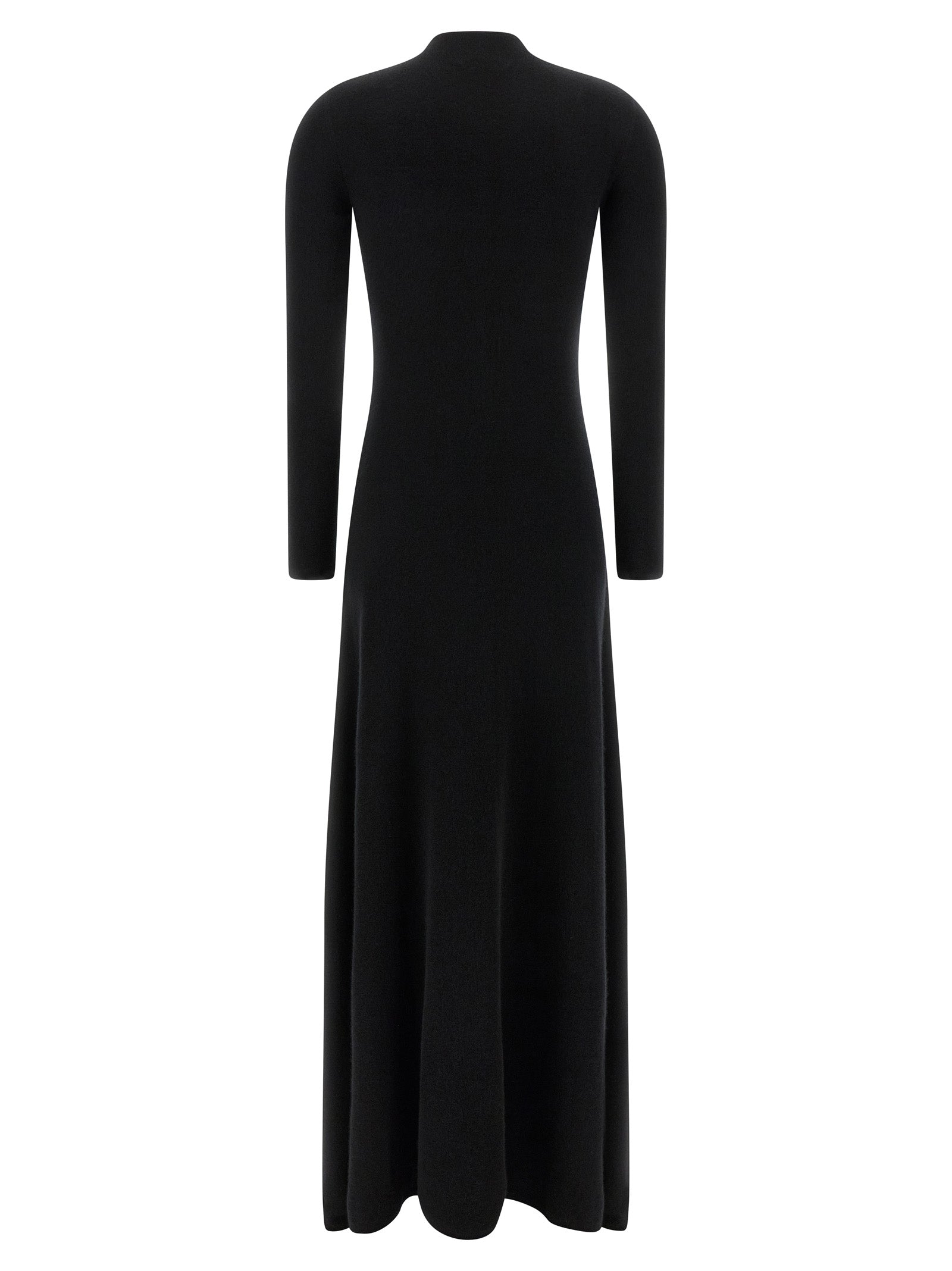 Dress by Tom Ford for women in silk polyamide & cashmere black features an eye catching silhouette with a sophisticated crew neckline, elegant , and a refined midi long for a eye catching aesthetic.