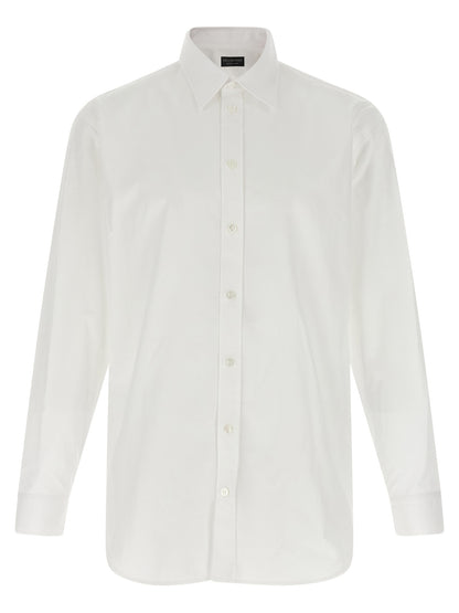 Blouse by Balenciaga for men in cotton white showcases a sharp silhouette, elegantly detailed with a sharp and sharp .