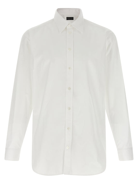 Blouse by Balenciaga for men in cotton white showcases a sharp silhouette, elegantly detailed with a sharp and sharp .