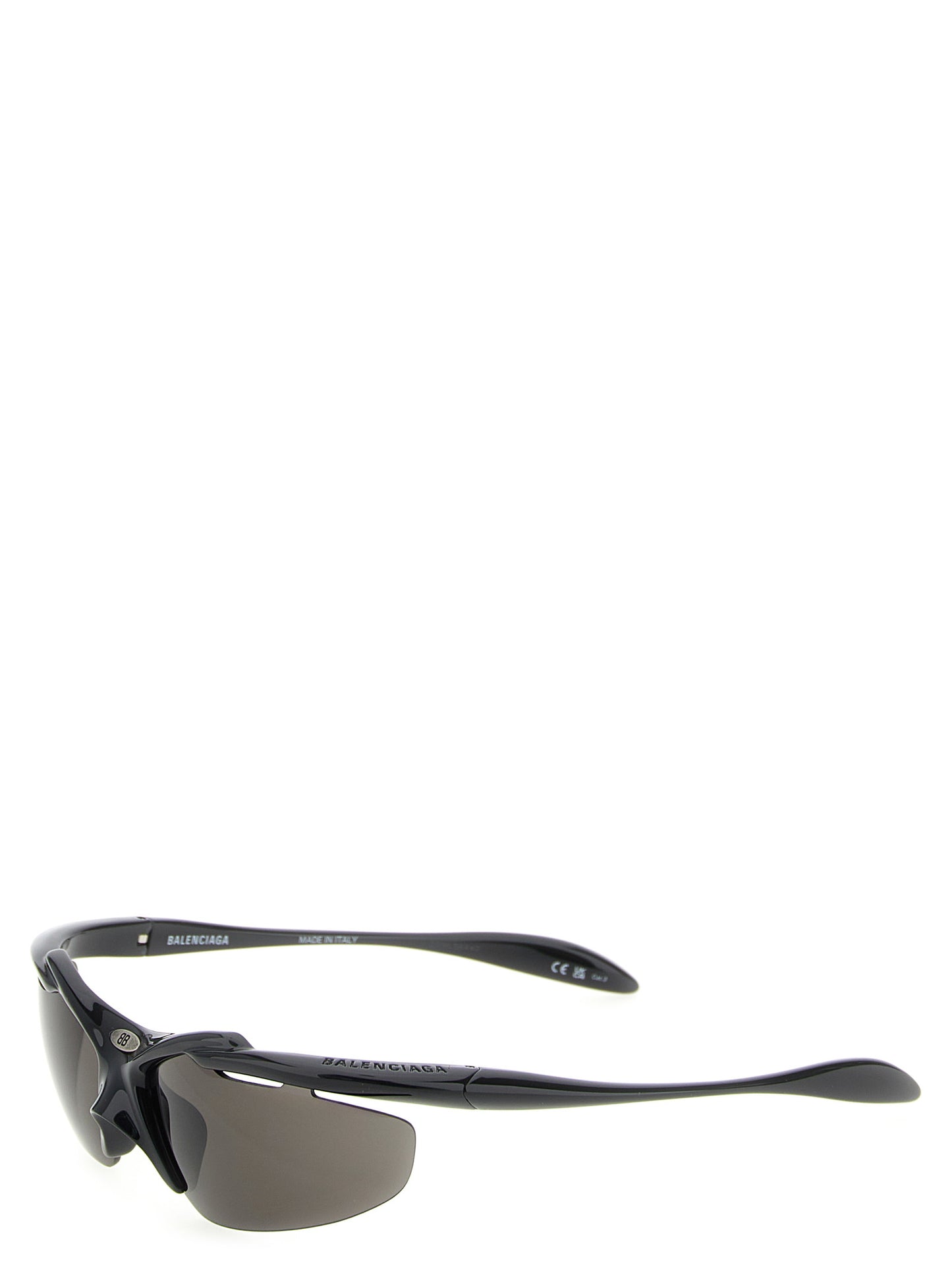 Sunglasses by Balenciaga for men in bos taurus suede calf leather black features a contemporary silhouette, showcasing a contemporary in black coloured frame with high-performance .